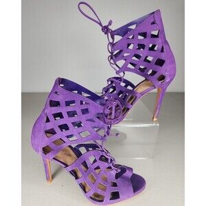 Schutz Womens Size 8.5 B Strappy Caged Gladiator Purple Heels Pumps Leather
